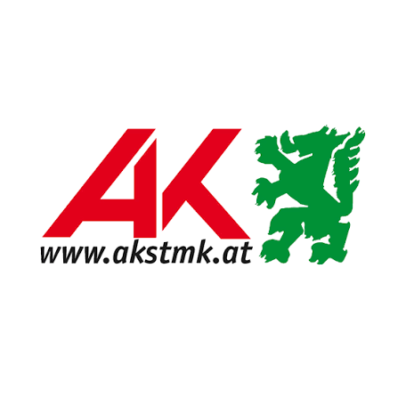 Logo der AK Steiermark mit dem Schriftzug "www.akstmk.at" und einem grünen Löwen, Sponsor des Balls der Vielfalt.