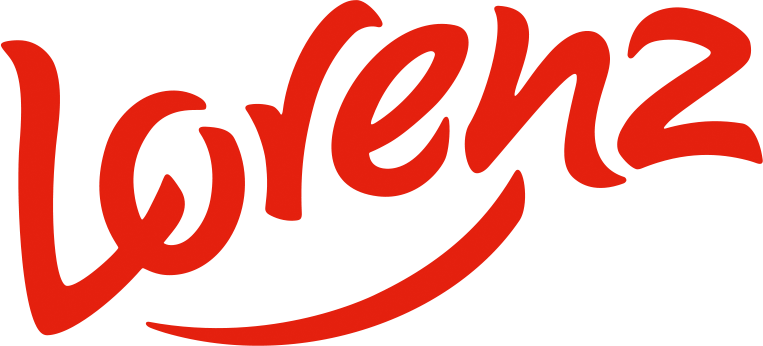 Das rote Logo "Lorenz" in geschwungener Schrift, ein Sponsor des Balls der Vielfalt.